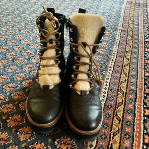 American eagle faux leather fur lined boots
